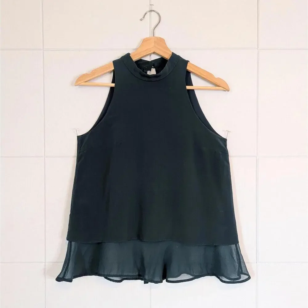Elizabeth and James 100% silk cutaway halter flowy tank blouse